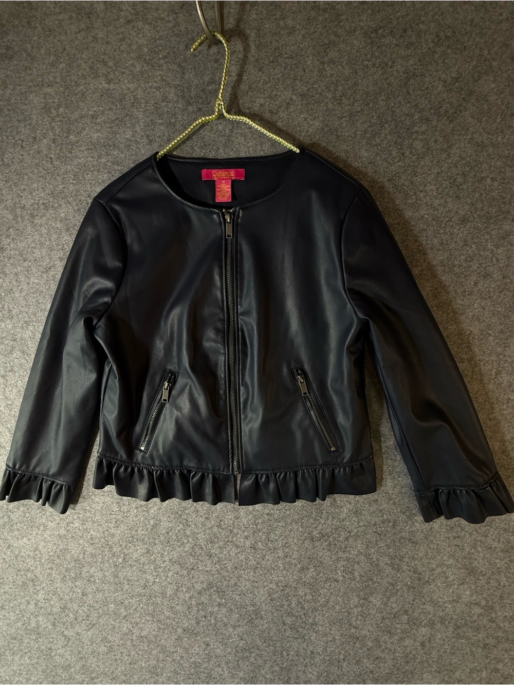 Catherine Malandrino Faux Leather Ruffle-Hem Jacket. Women’s size medium